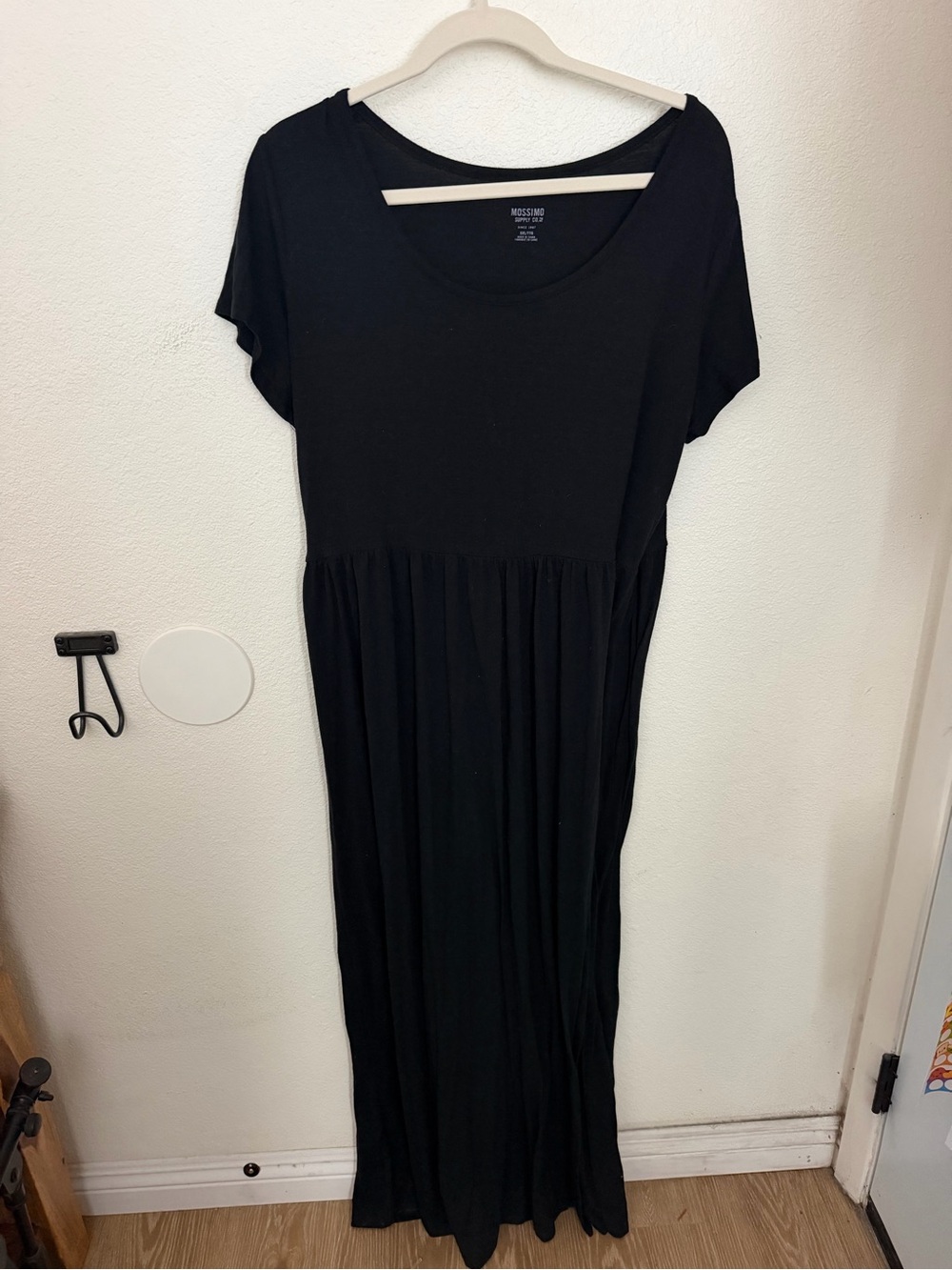 Mossimo Supply Co. Black Short Sleeve Maxi Dress with Gathered Waist